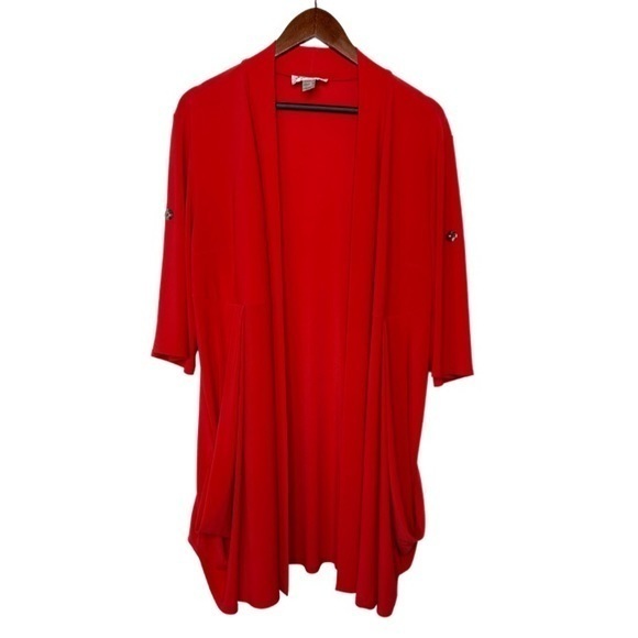 Joseph Ribkoff Sweaters - Joseph Ribkoff Red long pleated cardigan size 16